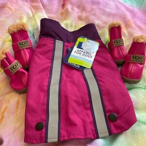 Top Paw reflective coat/sweater combo and Cozy lined dog boots